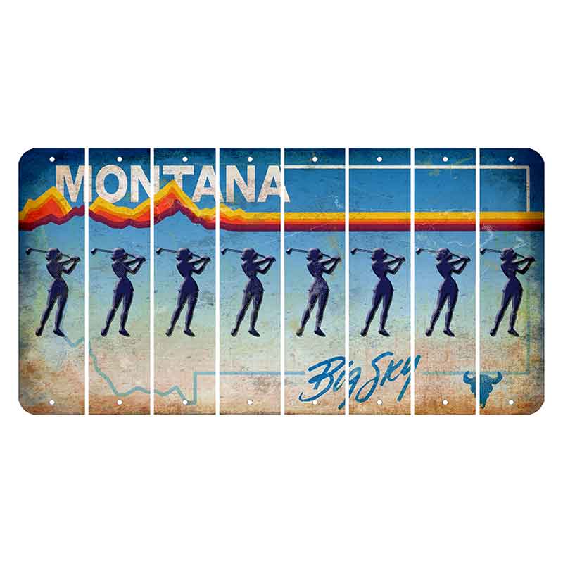 Montana Big Sky Cut License Plate Strips (Set of 8) Female Golfer