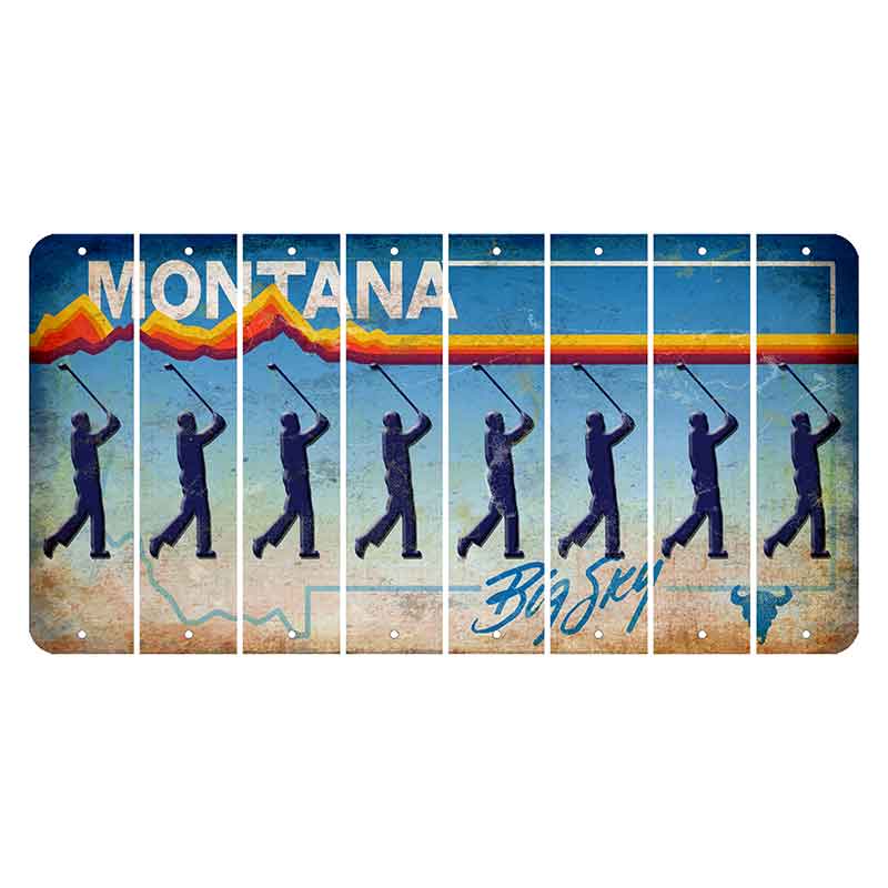 Montana Big Sky Cut License Plate Strips (Set of 8) Male Golfer