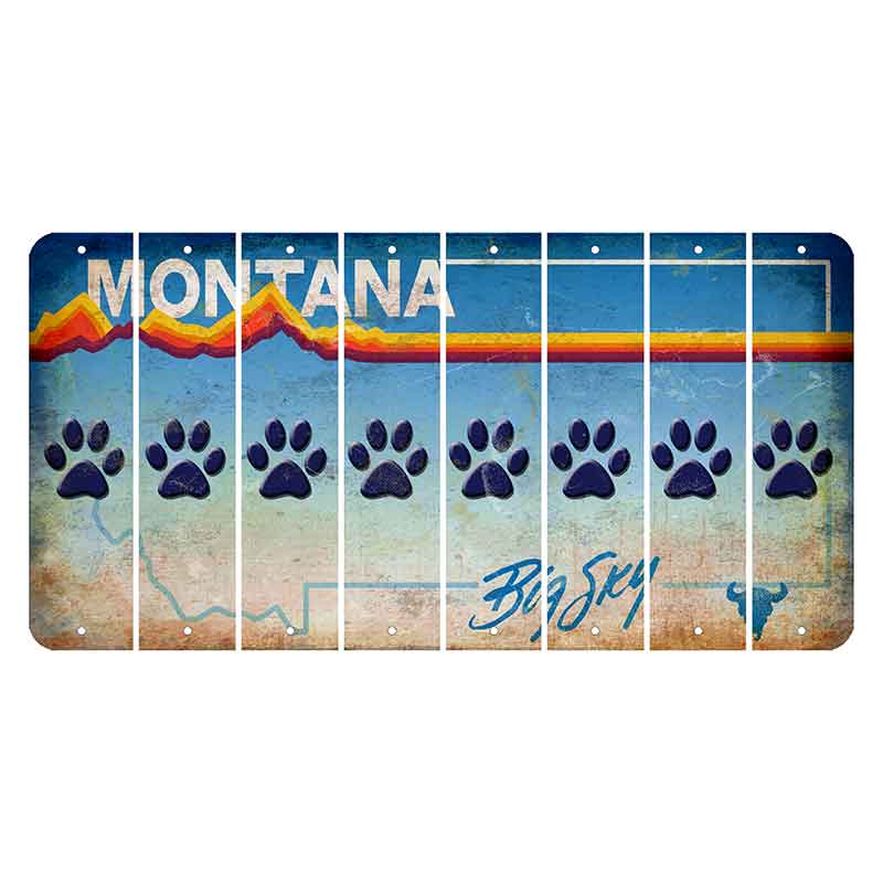 Montana Big Sky Cut License Plate Strips (Set of 8) Dog Paw