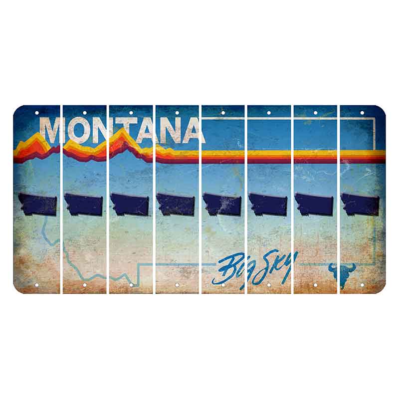 Montana Big Sky Cut License Plate Strips (Set of 8) State Silhouette