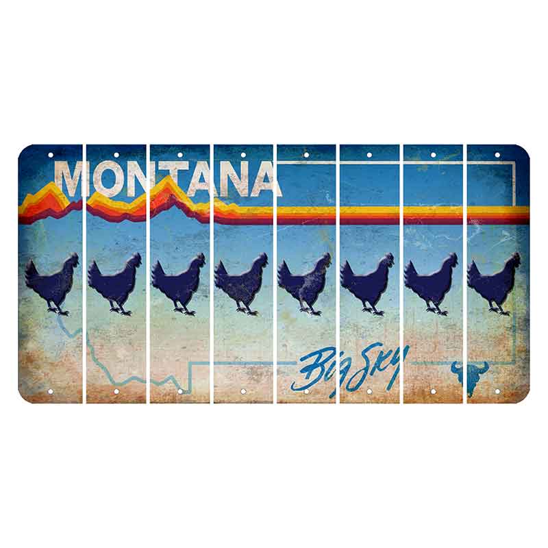 Montana Big Sky Cut License Plate Strips (Set of 8) Chicken