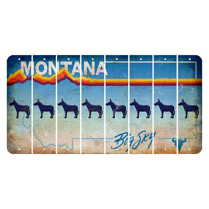 Montana Big Sky Cut License Plate Strips (Set of 8) Donkey