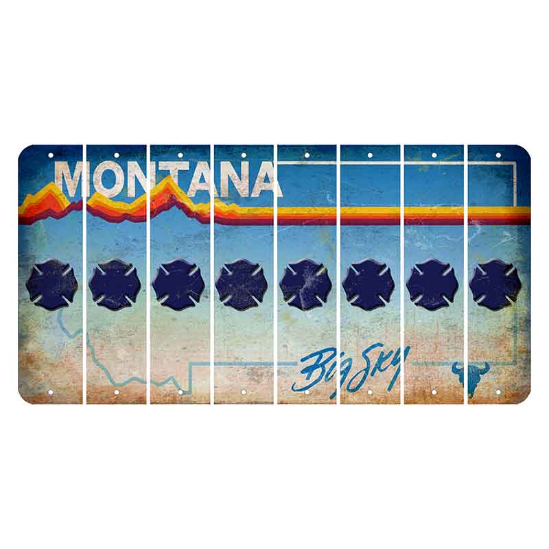 Montana Big Sky Cut License Plate Strips (Set of 8) Fire Badge