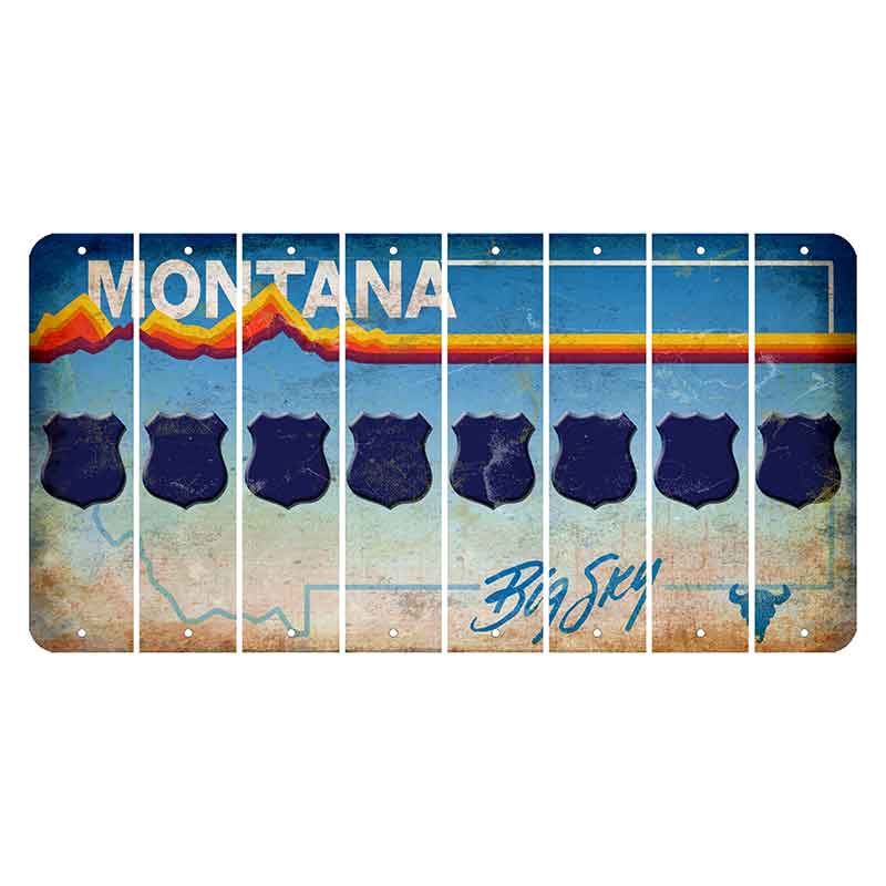 Montana Big Sky Cut License Plate Strips (Set of 8) Police Badge