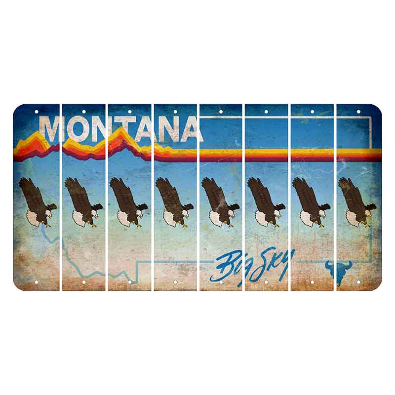 Montana Big Sky Cut License Plate Strips (Set of 8) Bald Eagle