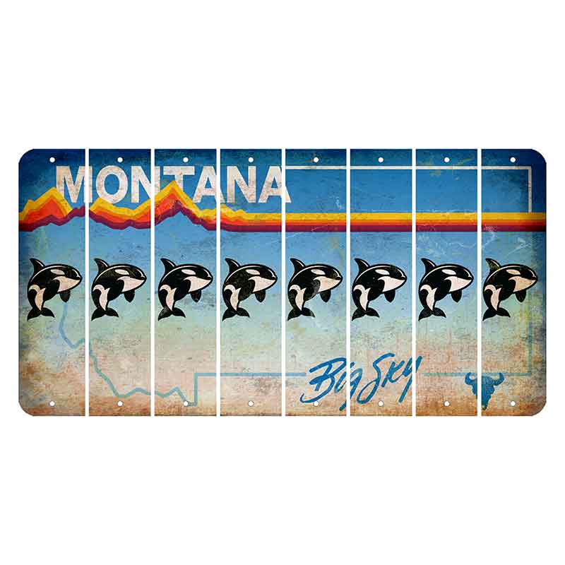 Montana Big Sky Cut License Plate Strips (Set of 8) Whale