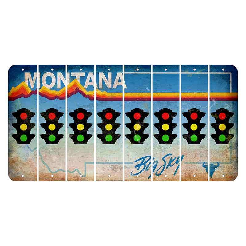 Montana Big Sky Cut License Plate Strips (Set of 8) Traffic Light