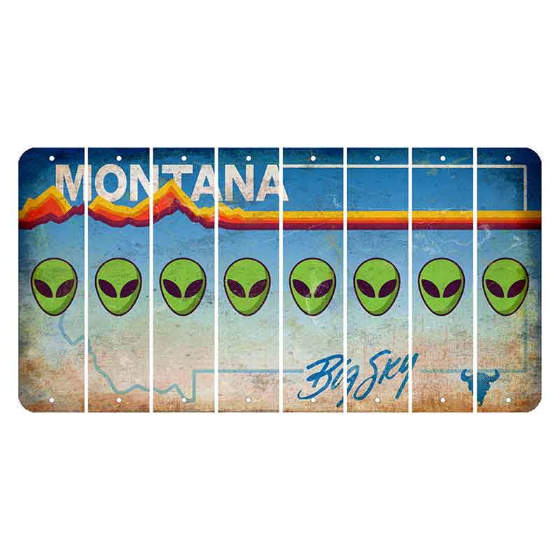 Montana Big Sky Cut License Plate Strips (Set of 8) Alien