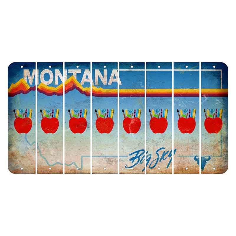 Montana Big Sky Cut License Plate Strips (Set of 8) Teacher Apple