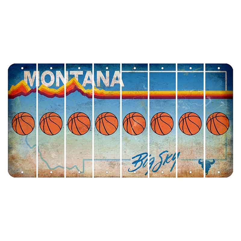 Montana Big Sky Cut License Plate Strips (Set of 8) Basketball