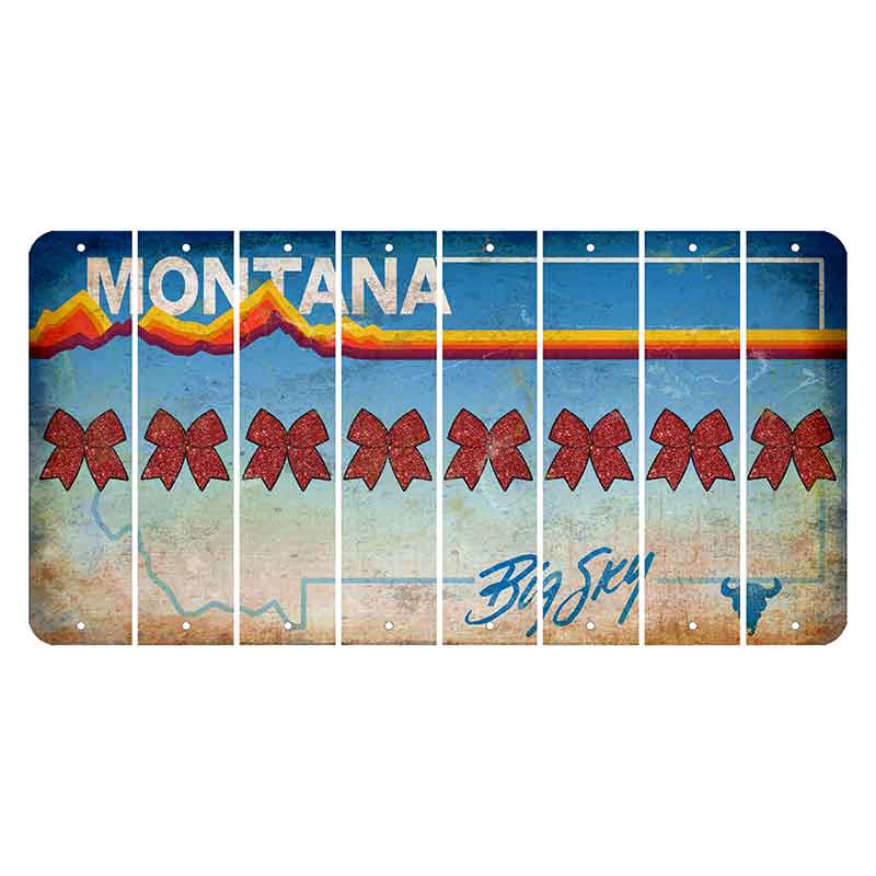 Montana Big Sky Cut License Plate Strips (Set of 8) Cheer Bow