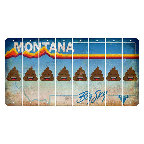 Montana Big Sky Cut License Plate Strips (Set of 8) Emoji - Poop