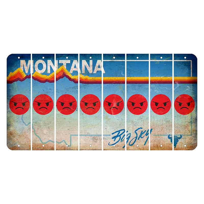 Montana Big Sky Cut License Plate Strips (Set of 8) Emoji - Angry