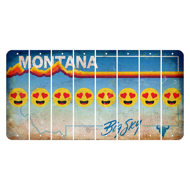 Montana Big Sky Cut License Plate Strips (Set of 8) Emoji - Heart Eyes