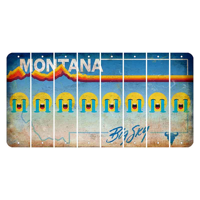 Montana Big Sky Cut License Plate Strips (Set of 8) Emoji - Crying