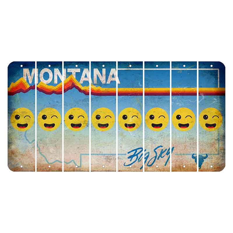 Montana Big Sky Cut License Plate Strips (Set of 8) Emoji - Winking