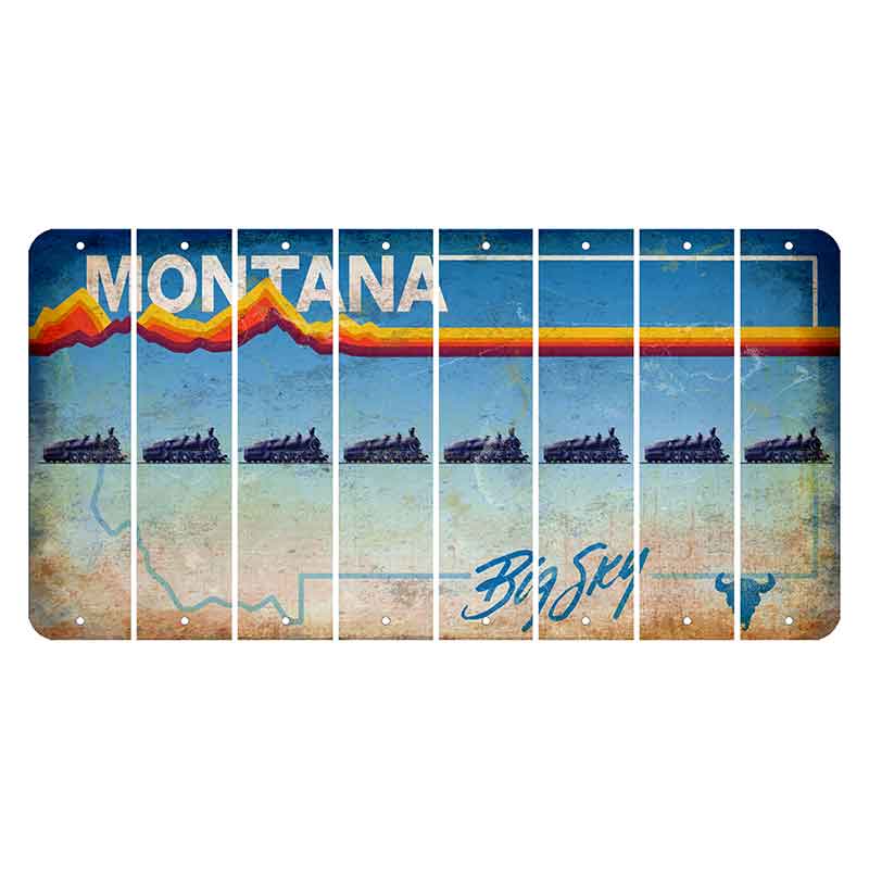 Montana Big Sky Cut License Plate Strips (Set of 8) Train