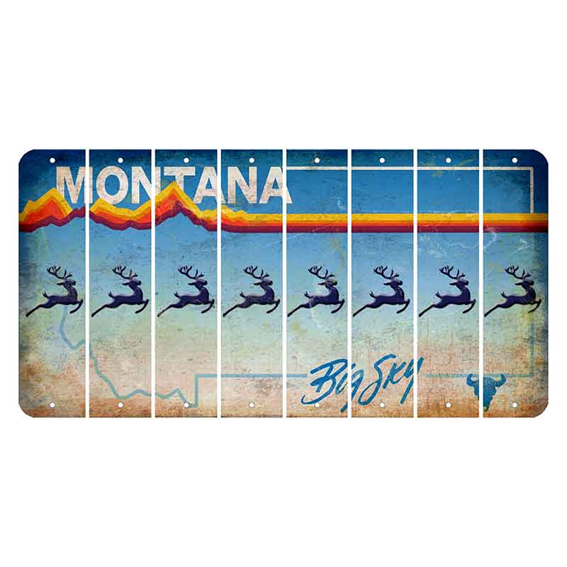 Montana Big Sky Cut License Plate Strips (Set of 8) Reindeer