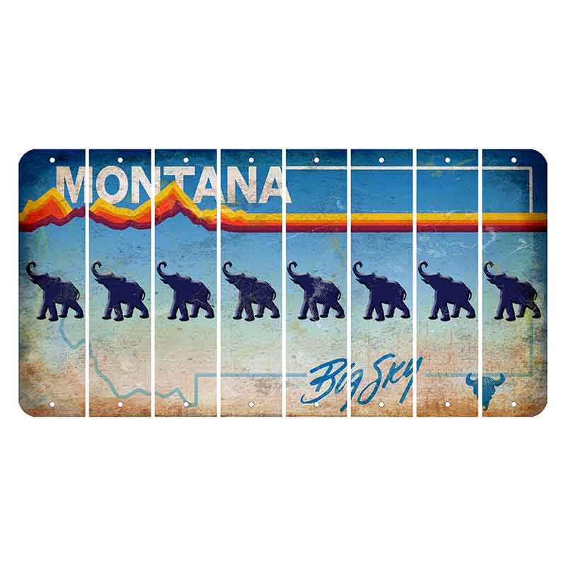 Montana Big Sky Cut License Plate Strips (Set of 8) Elephant