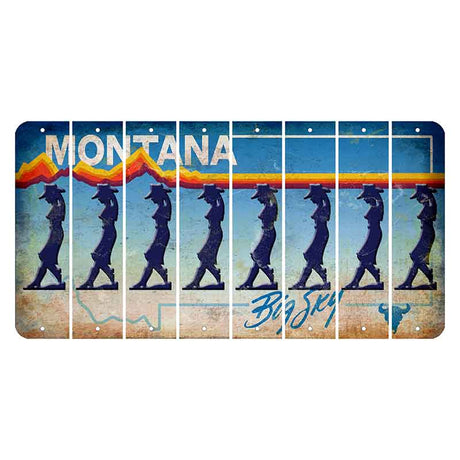 Montana Big Sky Cut License Plate Strips (Set of 8) Cowgirl - Leaning