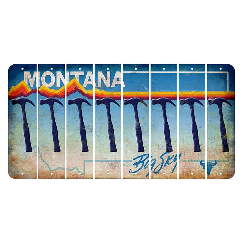 Montana Big Sky Cut License Plate Strips (Set of 8) Hammer