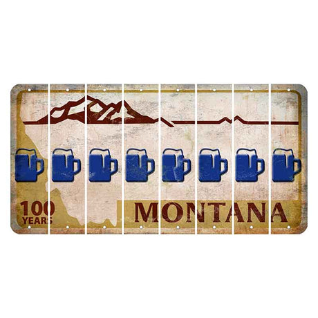 Montana Centennial Cut License Plate Strips (Set of 8) Beer Mug