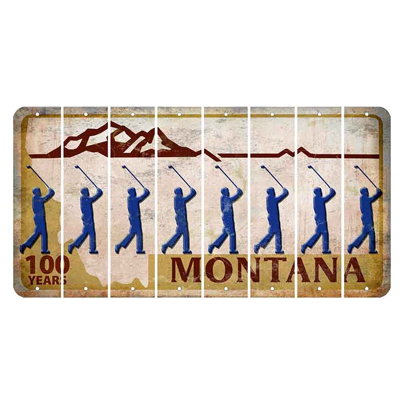 Montana Centennial Cut License Plate Strips (Set of 8) Male Golfer