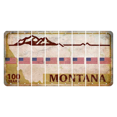 Montana Centennial Cut License Plate Strips (Set of 8) American Flag