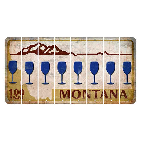 Montana Centennial Cut License Plate Strips (Set of 8) Wine Glass