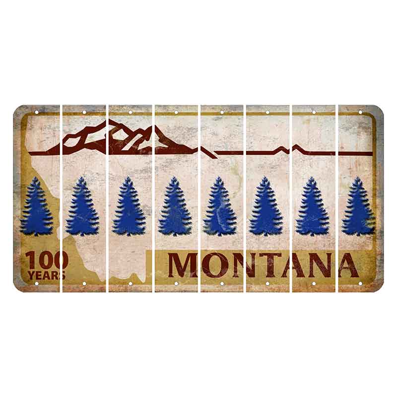 Montana Centennial Cut License Plate Strips (Set of 8) Pine Tree