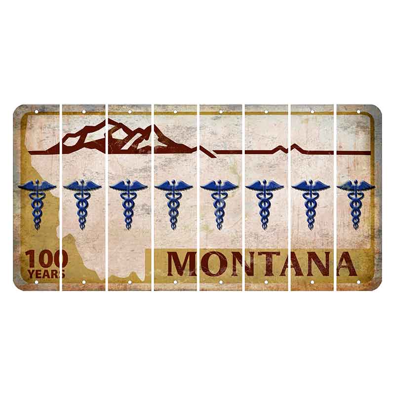 Montana Centennial Cut License Plate Strips (Set of 8) Caduceus