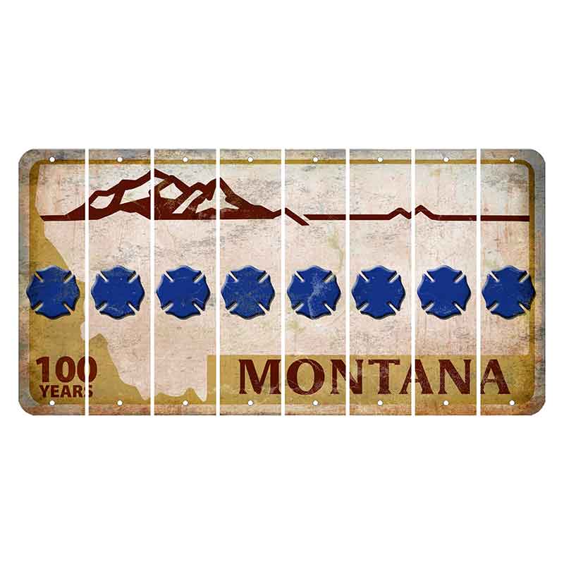 Montana Centennial Cut License Plate Strips (Set of 8) Fire Badge