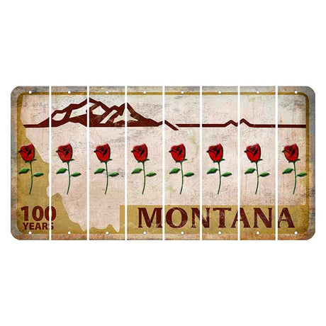 Montana Centennial Cut License Plate Strips (Set of 8) Red Rose