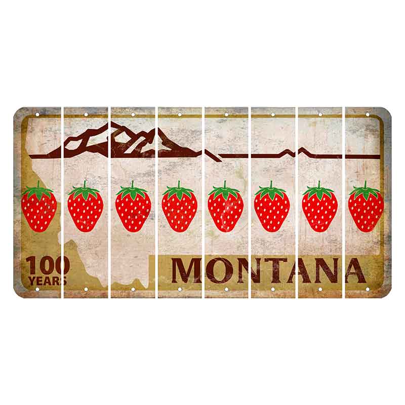 Montana Centennial Cut License Plate Strips (Set of 8) Strawberry