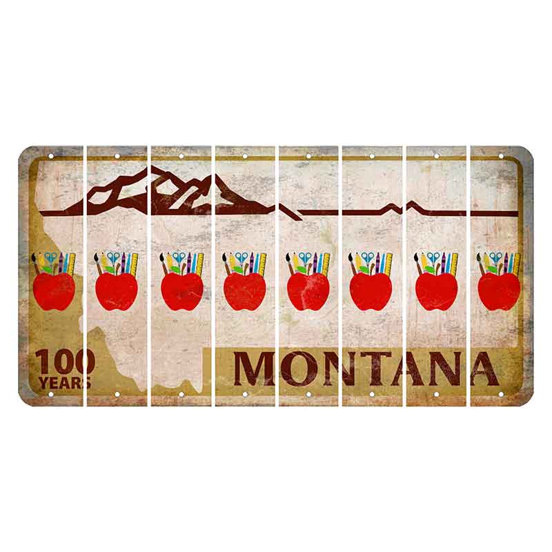 Montana Centennial Cut License Plate Strips (Set of 8) Teacher Apple