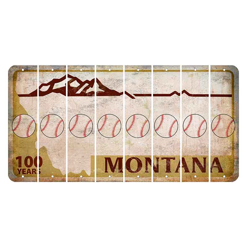 Montana Centennial Cut License Plate Strips (Set of 8) Baseball