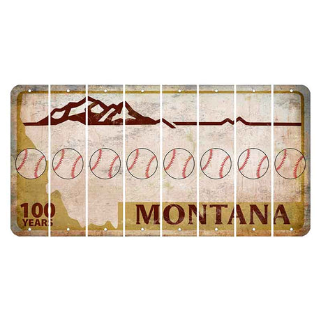 Montana Centennial Cut License Plate Strips (Set of 8) Baseball