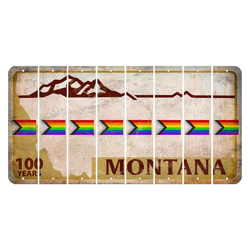 Montana Centennial Cut License Plate Strips (Set of 8) LGBTQ Flag