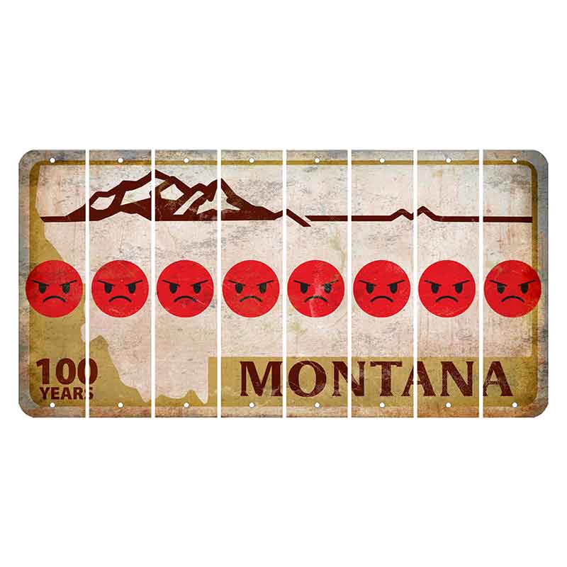 Montana Centennial Cut License Plate Strips (Set of 8) Emoji - Angry