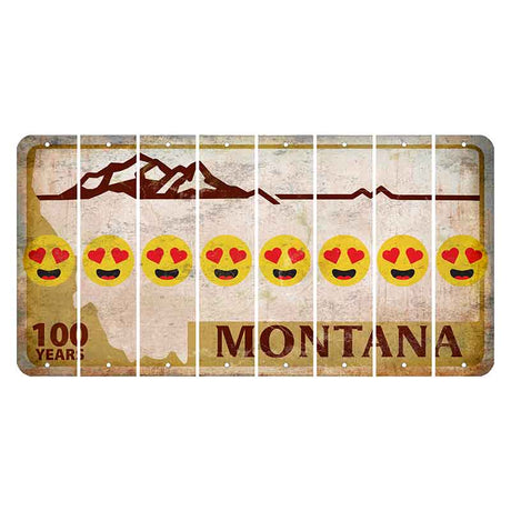 Montana Centennial Cut License Plate Strips (Set of 8) Emoji - Heart Eyes