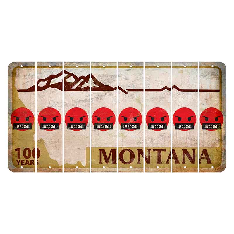 Montana Centennial Cut License Plate Strips (Set of 8) Emoji - Pissed