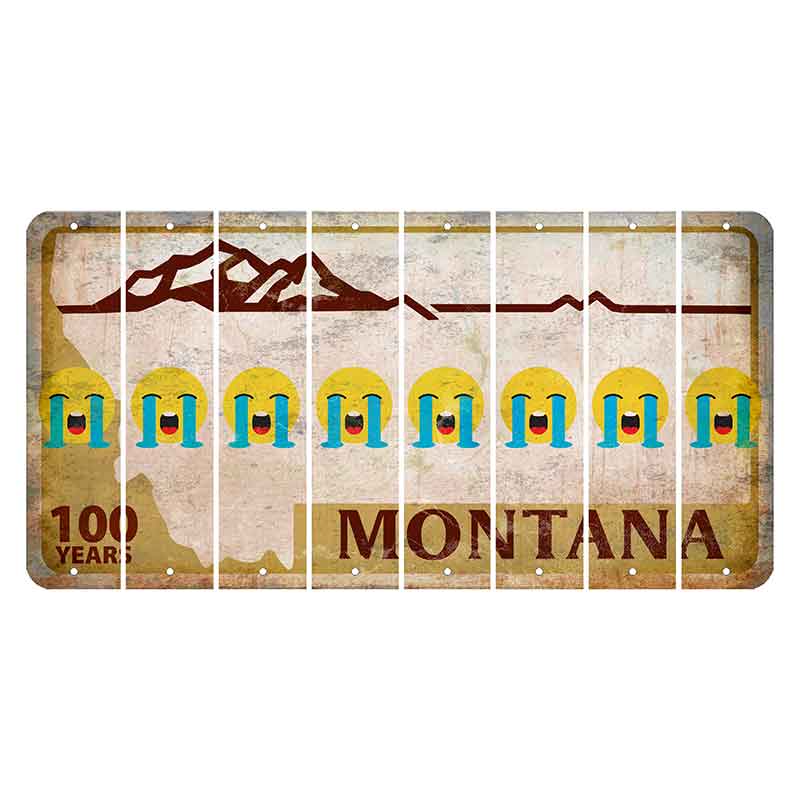 Montana Centennial Cut License Plate Strips (Set of 8) Emoji - Crying