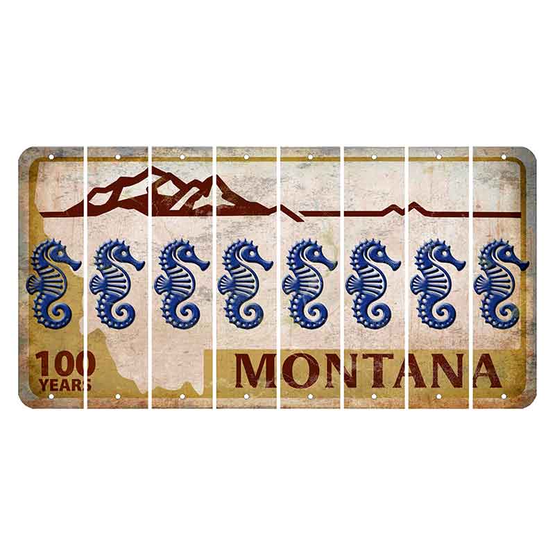 Montana Centennial Cut License Plate Strips (Set of 8) Seahorse