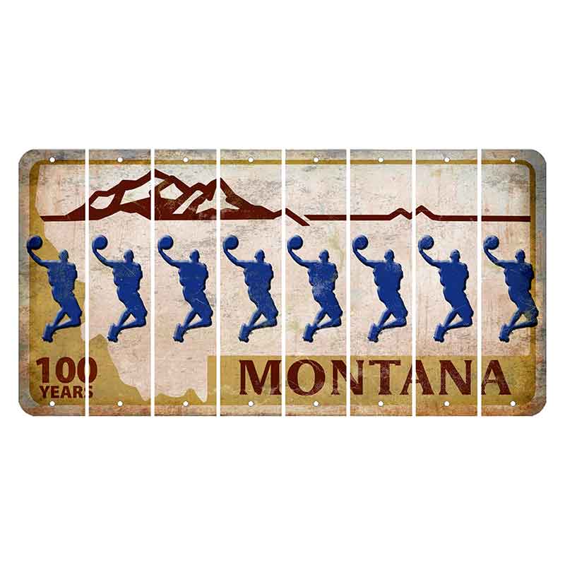 Montana Centennial Cut License Plate Strips (Set of 8) Basketball Player