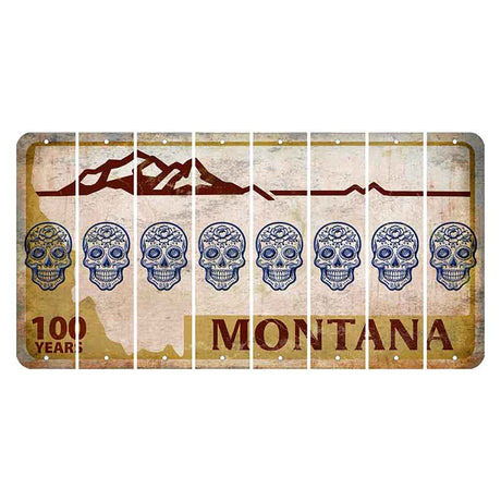 Montana Centennial Cut License Plate Strips (Set of 8) Sugar Skull