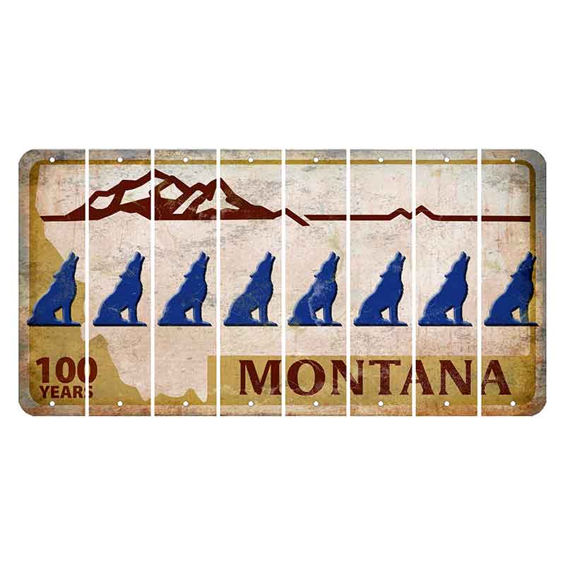 Montana Centennial Cut License Plate Strips (Set of 8) Howling Wolf