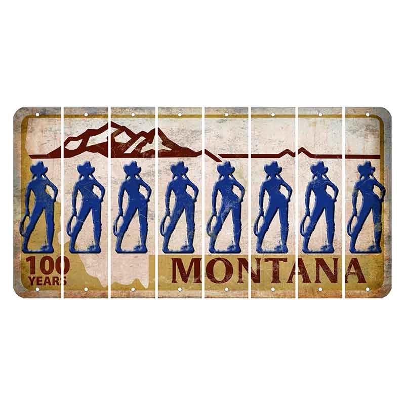 Montana Centennial Cut License Plate Strips (Set of 8) Cowgirl