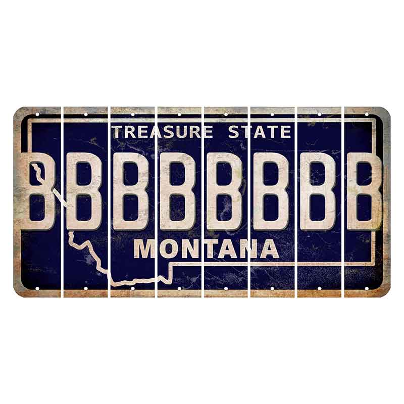 Montana Blue Treasure State Cut License Plate Strips (Set of 8) B