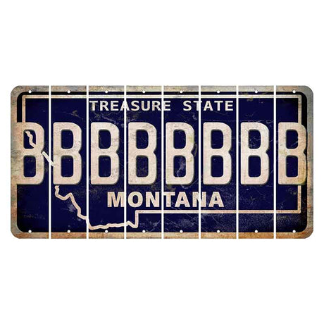 Montana Blue Treasure State Cut License Plate Strips (Set of 8) B