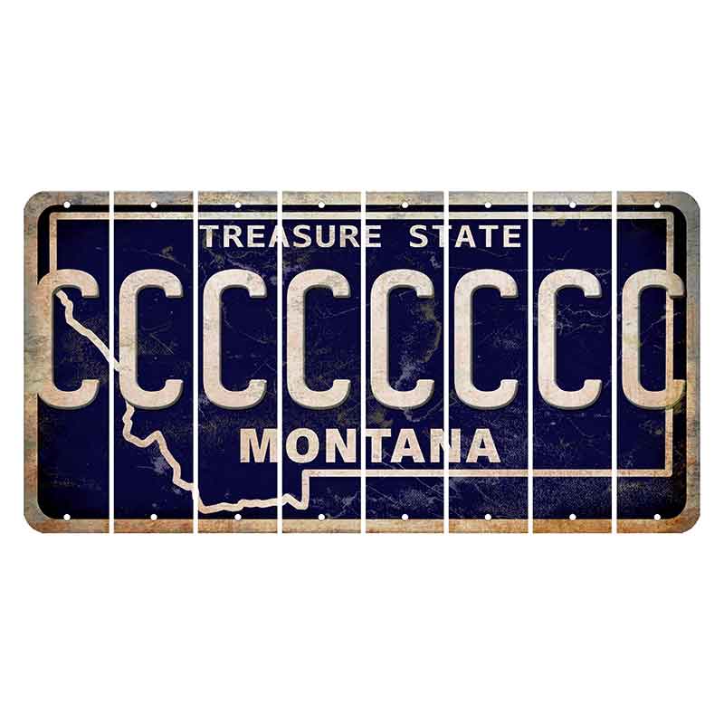 Montana Blue Treasure State Cut License Plate Strips (Set of 8) C